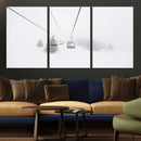 Ski Lift Wall Art Canvas Print – Snowy Alpine Landscape