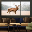 Vintage Wildlife Wall Art Canvas Print – Misty Landscape