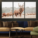 Rustic Nature Wall Art Canvas Print – Stag Woodland Framed