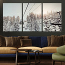Frosty Pines Wall Art Canvas Print – Framed Cozy Cabin Ski