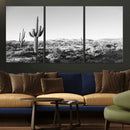 Saguaro Cactus Wall Art Canvas Print – Framed Monochrome
