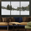 Frosty Pines Wall Art Canvas Print – Framed Silent Snowfall