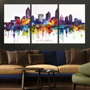 Atlanta Skyline Wall Art Canvas Print – Framed Colorful