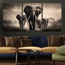 Elephant Family Wall Art Canvas Print, Framed Elephant Wall