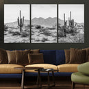 Black White Arizona Desert Canvas Wall Art Cactus Farmhouse