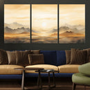 Sepia Color Abstract Mountain Wall Art Canvas Print