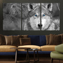 Wild Wolf Blue Eye Wall Art Canvas Print