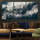 Foggy Pine Forest Wall Art – Framed Black White Nature by MyGreatCanvas | Canvas Wall Art Prints | Photo Prints & Wall Decor