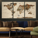 Vintage World Map Wall Art Canvas Print for Living Room, by MyGreatCanvas | Canvas Wall Art Prints | Photo Prints & Wall Decor