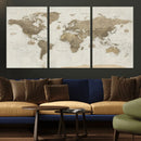 Detailed World Map Wall Art Canvas Print by MyGreatCanvas | Canvas Wall Art Prints | Photo Prints & Wall Decor