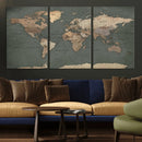 Rustic Black and Wood World Map Canvas Wall Art – Framed by MyGreatCanvas | Canvas Wall Art Prints | Photo Prints & Wall Decor
