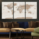 Framed Large World Map Canvas Print for Office Decor by MyGreatCanvas | Canvas Wall Art Prints | Photo Prints & Wall Decor