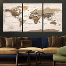 World Map Canvas Print – Framed Travel Map Wall Art for by MyGreatCanvas | Canvas Wall Art Prints | Photo Prints & Wall Decor