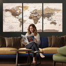 World Map Canvas Print – Framed Travel Map Wall Art for