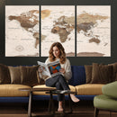 World Map Canvas Print – Framed Detailed Map of the World