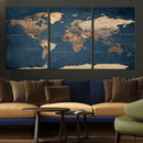 Navy Blue World Map Canvas Print – Framed Travel Map Wall by MyGreatCanvas | Canvas Wall Art Prints | Photo Prints & Wall Decor