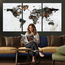 Large World Map Canvas Print – Framed Travel Map Wall Art