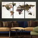 Watercolor World Map Print - Large Wall Art Canvas Print for