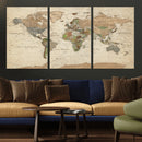 Framed World Map Wall Art for Home and Office Decor