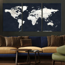 Black World Map Wall Art Canvas Print for Home Office and by MyGreatCanvas | Canvas Wall Art Prints | Photo Prints & Wall Decor