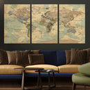 Vintage World Map Wall Art | Ready to Hang and Framed