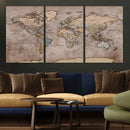 Grunge World Map Canvas Wall Art - Vintage Aged World Map by MyGreatCanvas | Canvas Wall Art Prints | Photo Prints & Wall Decor