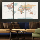 Pastel Colors World Map Wall Art Canvas Print by MyGreatCanvas | Canvas Wall Art Prints | Photo Prints & Wall Decor