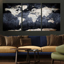 Vintage World Map Canvas Wall Art – Antique Triptych Map