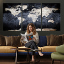 Vintage World Map Canvas Wall Art – Antique Triptych Map