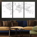 World Map Canvas Print – Framed Modern Detailed Map of the by MyGreatCanvas | Canvas Wall Art Prints | Photo Prints & Wall Decor