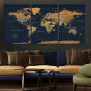 Modern World Map Canvas Print – Framed Detailed Map of the by MyGreatCanvas | Canvas Wall Art Prints | Photo Prints & Wall Decor