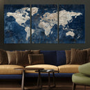 Large Blue World Map Wall Art Canvas Print for Home Office by MyGreatCanvas | Canvas Wall Art Prints | Photo Prints & Wall Decor