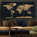 Vintage World Map Earth Globe Countries Oceans Continents by MyGreatCanvas | Canvas Wall Art Prints | Photo Prints & Wall Decor