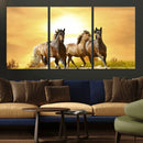 Wild Horses Wall Art Canvas Print – Framed Galloping Herd