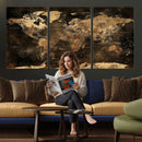 World Map Canvas Print, Modern Decorative Framed Map Artwork