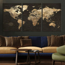 Framed World Map with Pin Canvas Print – Detailed World Map by MyGreatCanvas | Canvas Wall Art Prints | Photo Prints & Wall Decor