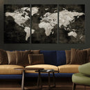 Vintage World Map Wall Art Canvas Print – Framed Large Map