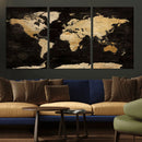 Extra Large World Map Canvas Print – Detailed Map Classic