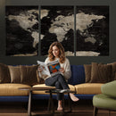 Detailed World Map Wall Art Print - Large Framed World Map