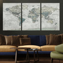 Neutral Vintage World Map Canvas Wall Art Print, Classic Map by MyGreatCanvas | Canvas Wall Art Prints | Photo Prints & Wall Decor