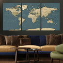 Minimal Vintage World Map Canvas Wall Art Print, Neutral by MyGreatCanvas | Canvas Wall Art Prints | Photo Prints & Wall Decor