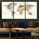 Framed World Map Wall Art Canvas Print for Living Room and by MyGreatCanvas | Canvas Wall Art Prints | Photo Prints & Wall Decor