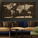 Colorful World Map Canvas Wall Art with Landmarks – Framed by MyGreatCanvas | Canvas Wall Art Prints | Photo Prints & Wall Decor