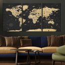 Vintage Blue and Brown World Map Canvas Wall Art – Framed by MyGreatCanvas | Canvas Wall Art Prints | Photo Prints & Wall Decor