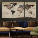 Neutral Watercolor World Map Canvas Wall Art – Framed Earth by MyGreatCanvas | Canvas Wall Art Prints | Photo Prints & Wall Decor