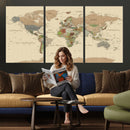 Extra Large World Map Canvas Print – Detailed Map of the