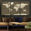 Vintage World Map Canvas Print – Framed Travel Map Wall Art