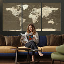 Vintage World Map Canvas Print – Framed Travel Map Wall Art