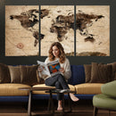 World Map Wall Art Canvas Print