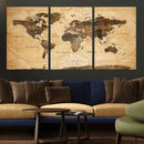 Navy Blue and Gold World Map Canvas Print – Framed Luxury by MyGreatCanvas | Canvas Wall Art Prints | Photo Prints & Wall Decor